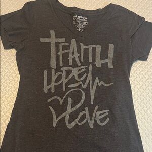 Gray Graphic Tim Tebow Foundation Tee with Faith Hope Love Print